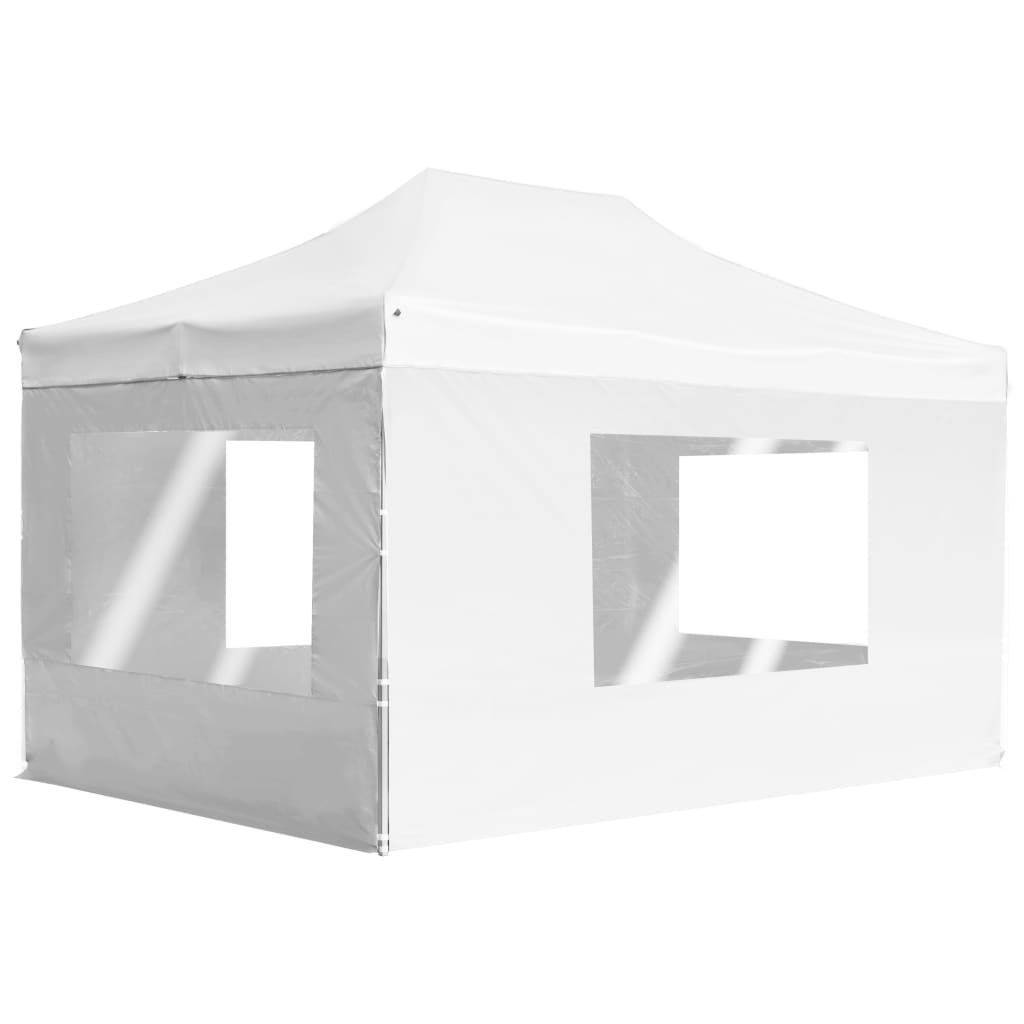 Gazebo Professionale Pieghevole Alluminio Pareti 4,5x3m Bianco