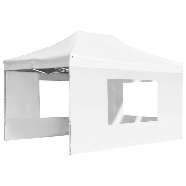 Gazebo Professionale Pieghevole Alluminio Pareti 4,5x3m Bianco - Image 3