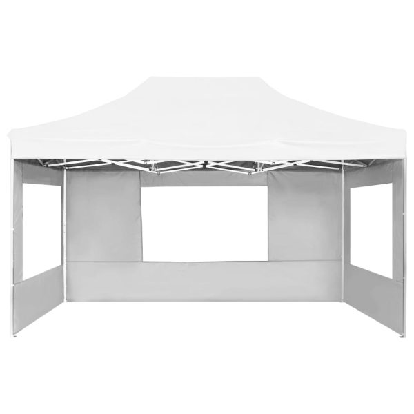 Gazebo Professionale Pieghevole Alluminio Pareti 4,5x3m Bianco - Image 4