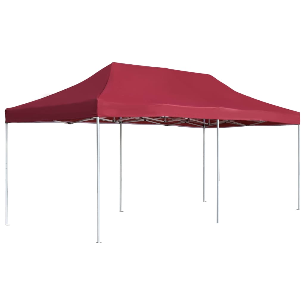 Gazebo Professionale Pieghevole In Alluminio 6x3 M Rosso Vino