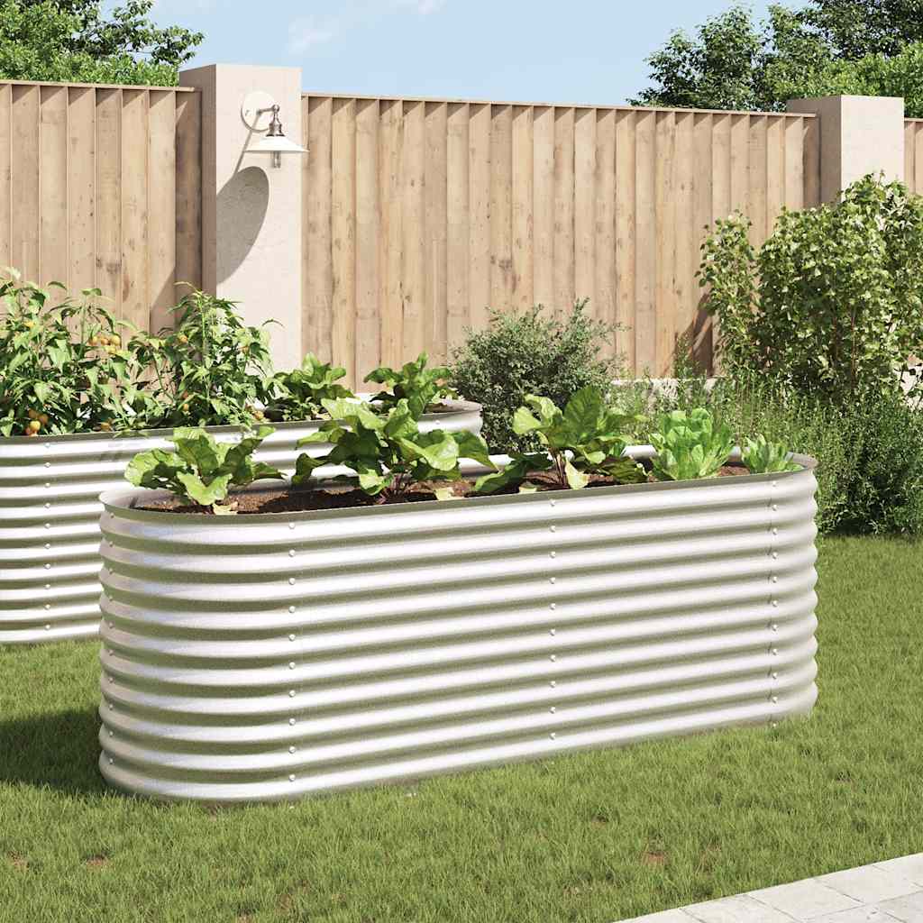 Letto Rialzato Giardino 240x80x81 Cm In Acciaio Zincato Argento