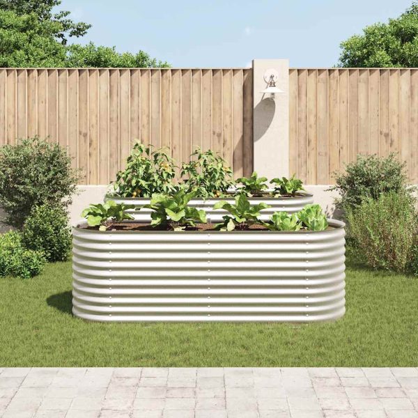 Letto Rialzato Giardino 240x80x81 Cm In Acciaio Zincato Argento - Image 3