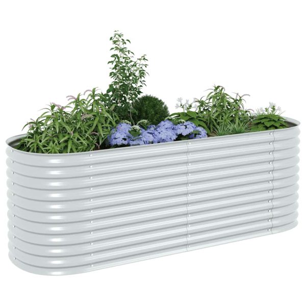 Letto Rialzato Giardino 240x80x81 Cm In Acciaio Zincato Argento - Image 4