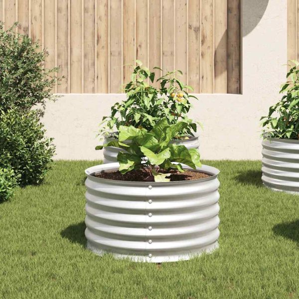 Letto Rialzato Giardino 80x80x44 Cm In Acciaio Zincato Argento - Image 3