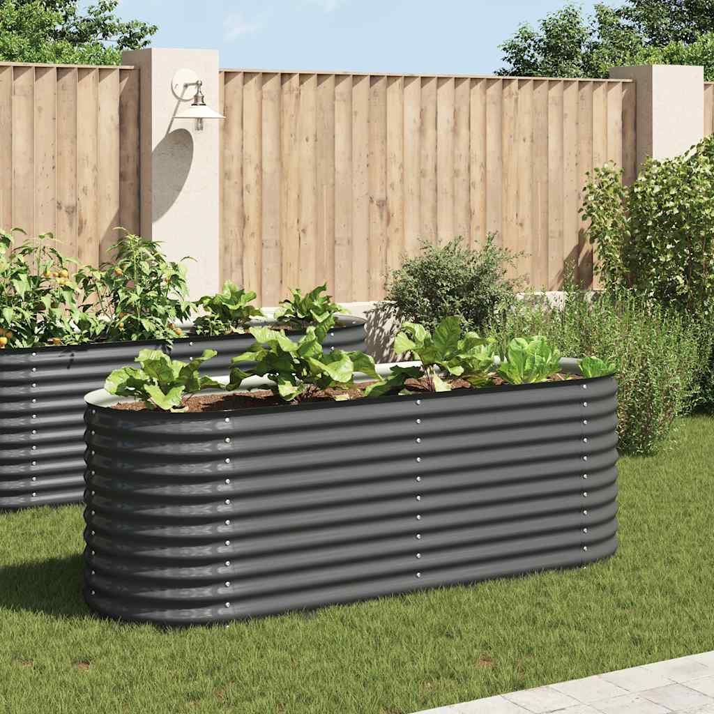 Letto Rialzato Giardino 240x80x81 Cm In Acciaio Zincato Grigio