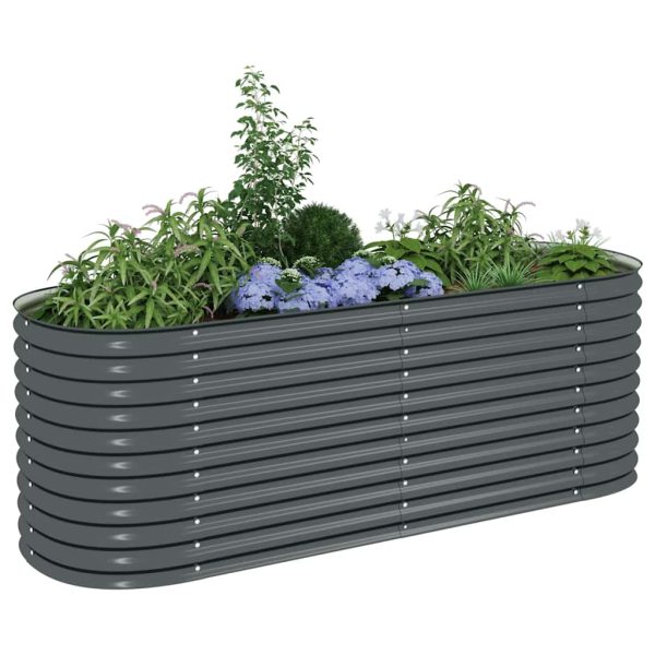 Letto Rialzato Giardino 240x80x81 Cm In Acciaio Zincato Grigio - Image 4
