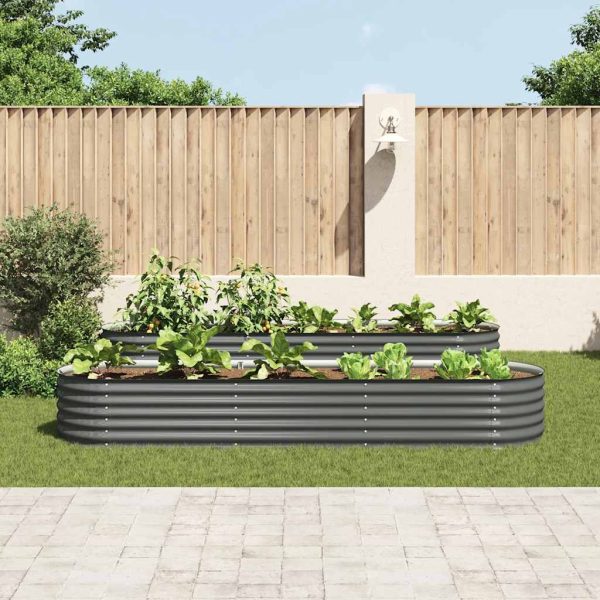 Letto Rialzato Giardino 320x80x44 Cm In Acciaio Zincato Grigio - Image 3