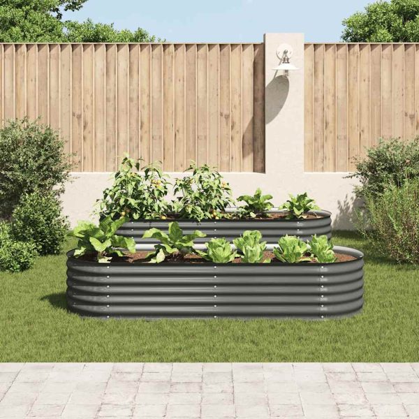 Letto Rialzato Giardino 240x80x44 Cm In Acciaio Zincato Grigio - Image 3
