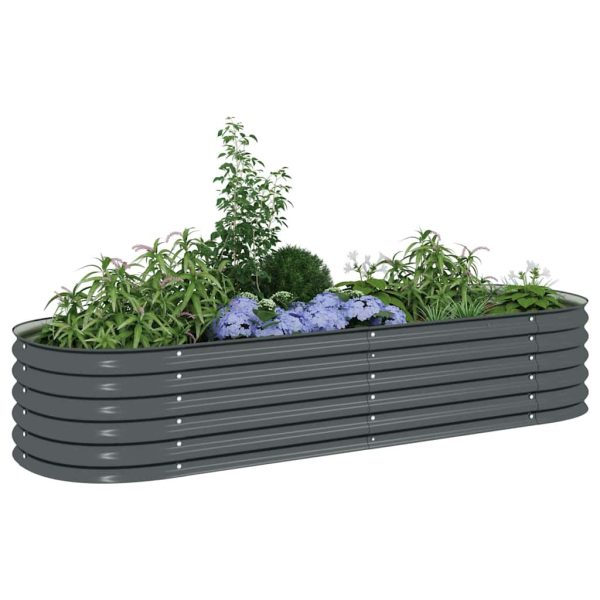 Letto Rialzato Giardino 240x80x44 Cm In Acciaio Zincato Grigio - Image 4