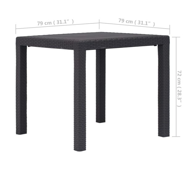 Tavolo Da Giardino Marrone 79x79x72 Cm In Plastica Stile Rattan - Image 5