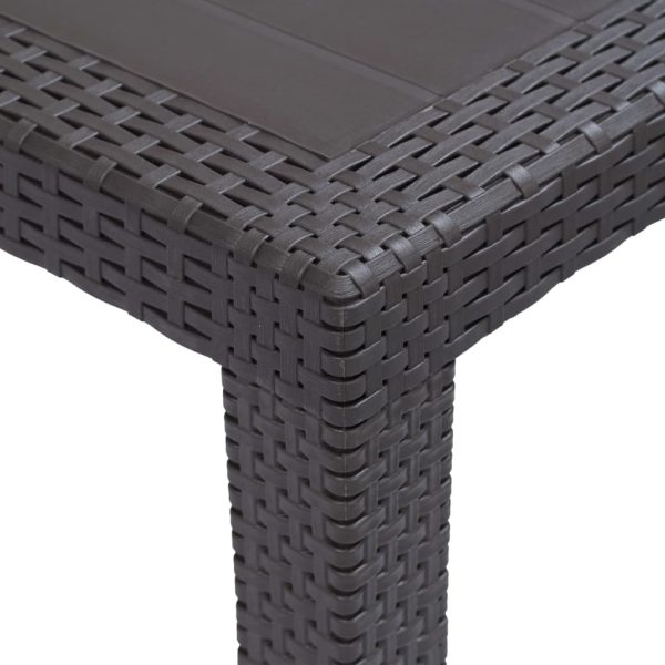 Tavolo Da Giardino Marrone 150x90x72 Cm Plastica Stile Rattan - Image 3