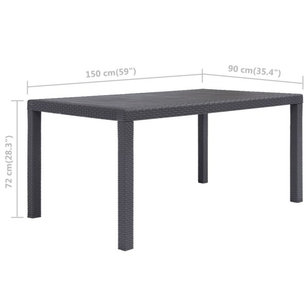 Tavolo Da Giardino Marrone 150x90x72 Cm Plastica Stile Rattan - Image 5
