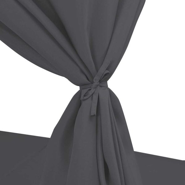 Lettino Prendisole Con Tende In Polyrattan Grigio - Image 6