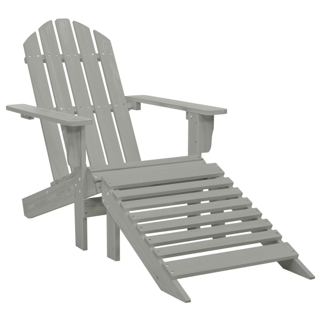 Sedia Da Giardino Con Poggiapiedi In Legno Grigio