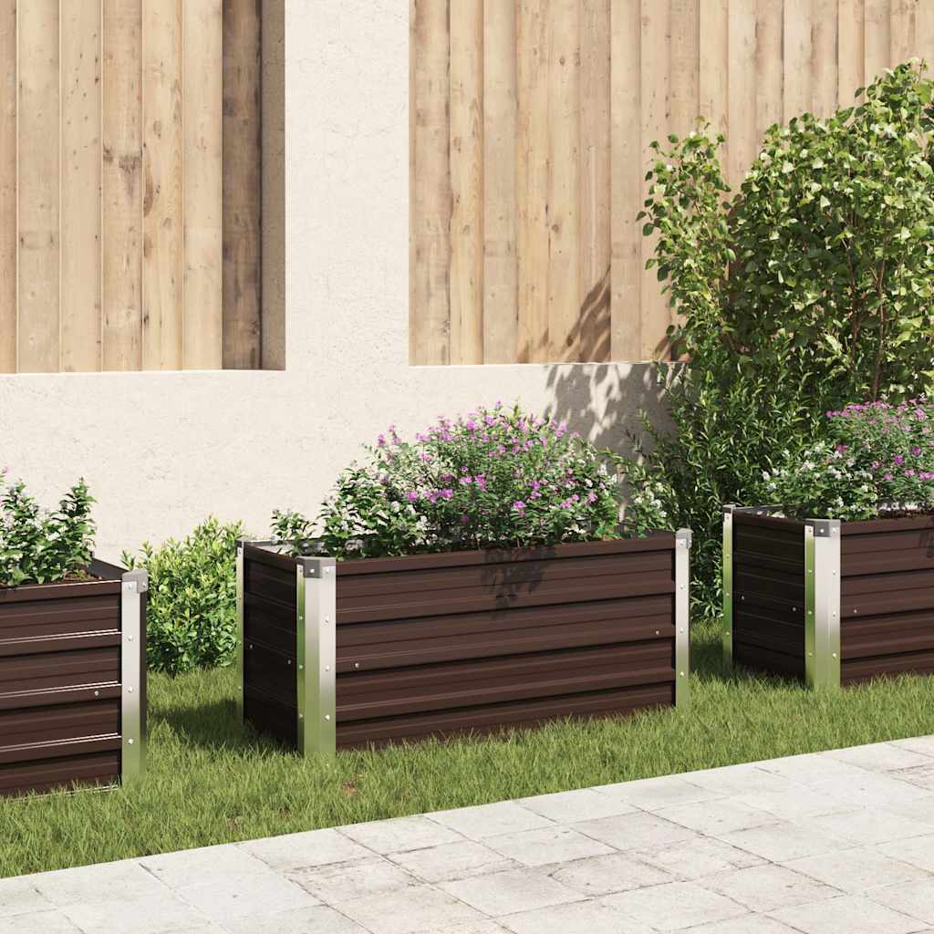 Letto Rialzato Giardino Marrone 100x40x45 Cm In Acciaio Zincato