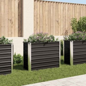 Fioriera Per Giardino Antracite 100x40x77 Cm In Acciaio Zincato