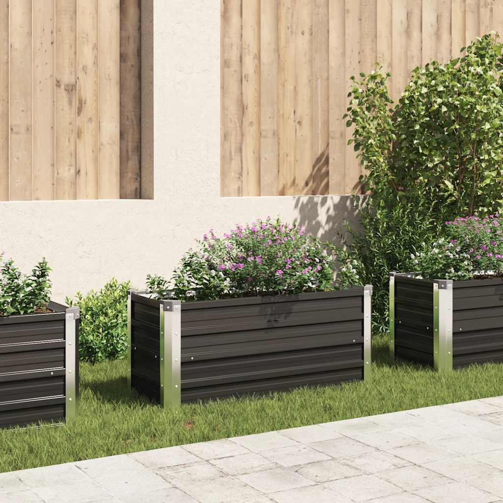 Fioriera Per Giardino Antracite 100x40x45 Cm In Acciaio Zincato