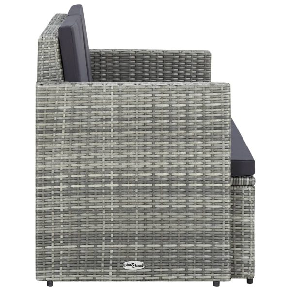 Divano Da Giardino A 2 Posti Con Cuscini Grigio In Polyrattan - Image 3