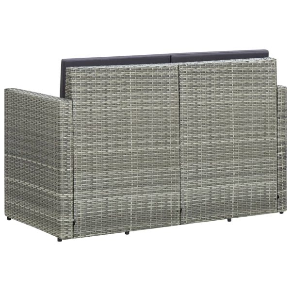 Divano Da Giardino A 2 Posti Con Cuscini Grigio In Polyrattan - Image 4