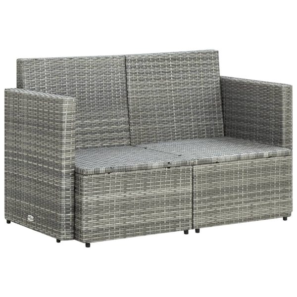 Divano Da Giardino A 2 Posti Con Cuscini Grigio In Polyrattan - Image 5