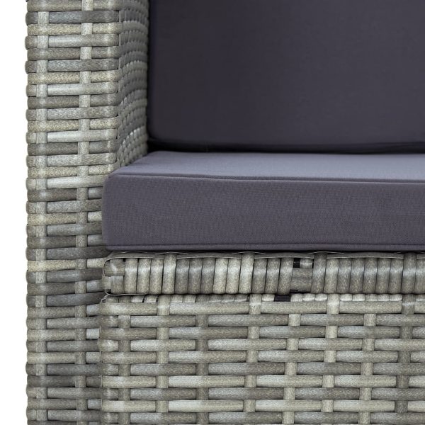 Divano Da Giardino A 2 Posti Con Cuscini Grigio In Polyrattan - Image 6
