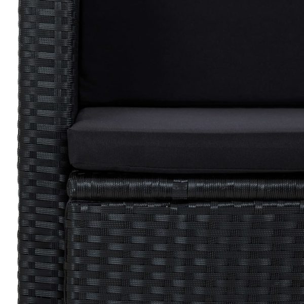 Divano Da Giardino A 2 Posti Con Cuscini Nero In Polyrattan - Image 6