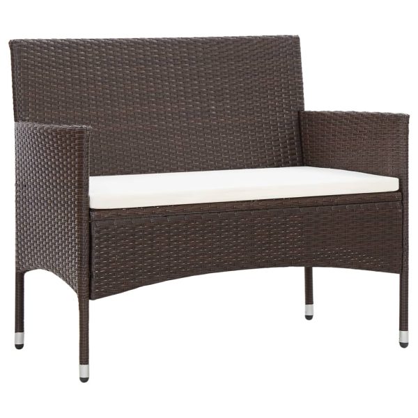 Set Divani Da Giardino 4 Pz Con Cuscini In Polyrattan Marrone - Image 2