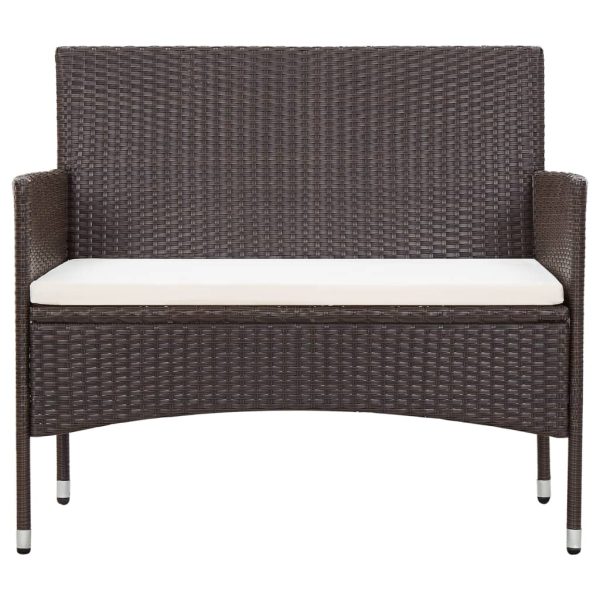 Set Divani Da Giardino 4 Pz Con Cuscini In Polyrattan Marrone - Image 3