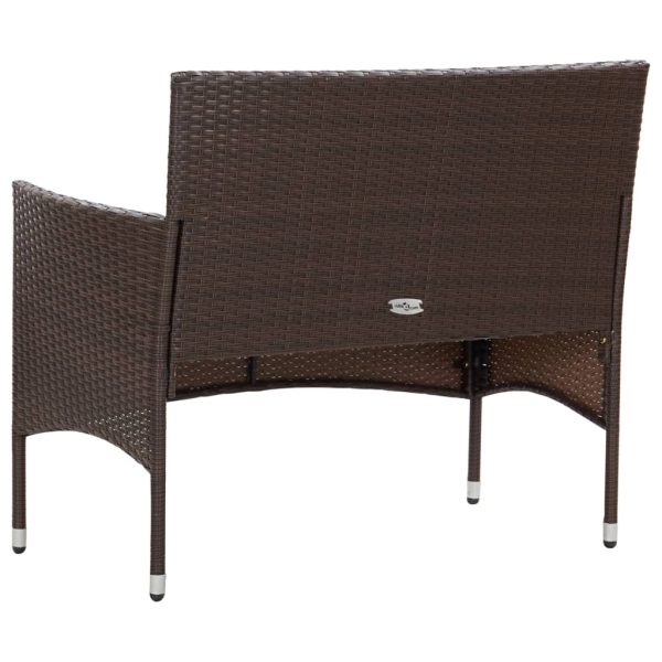 Set Divani Da Giardino 4 Pz Con Cuscini In Polyrattan Marrone - Image 4
