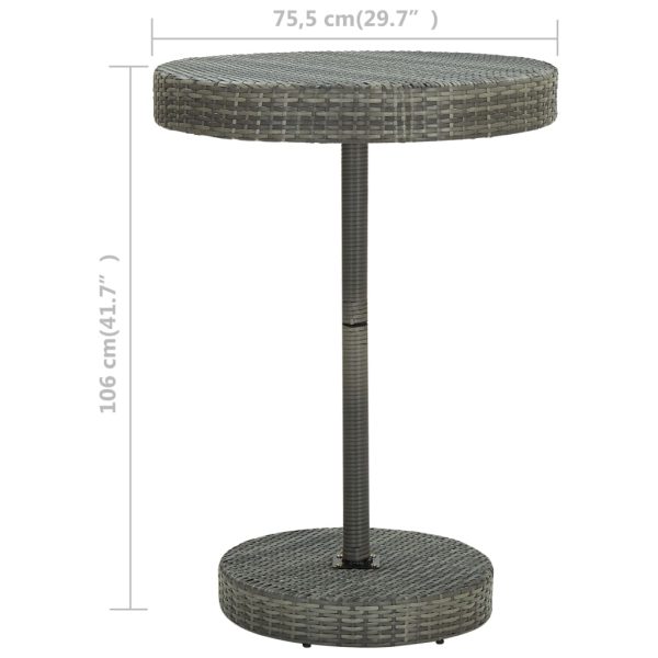Tavolo Da Giardino Grigio 75,5x106 Cm In Polyrattan - Image 4