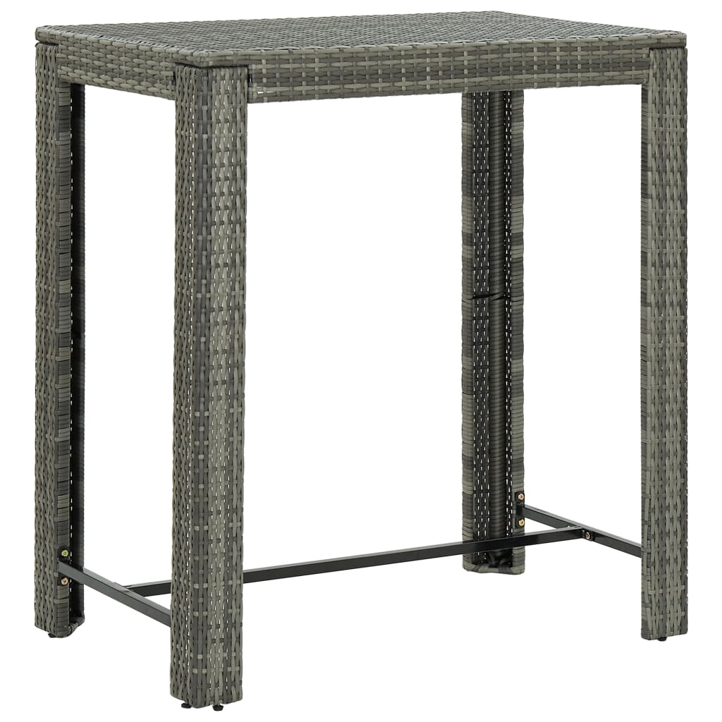 Tavolo Da Bar Da Giardino Grigio 100x60,5x110,5 Cm Polyrattan