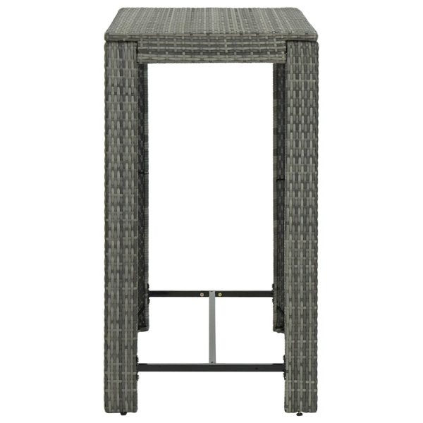 Tavolo Da Bar Da Giardino Grigio 100x60,5x110,5 Cm Polyrattan - Image 3