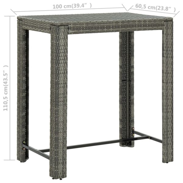 Tavolo Da Bar Da Giardino Grigio 100x60,5x110,5 Cm Polyrattan - Image 6