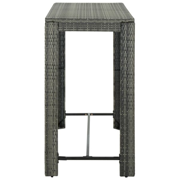 Tavolo Bar Da Giardino Grigio 140,5x60,5x110,5 Cm In Polyrattan - Image 3
