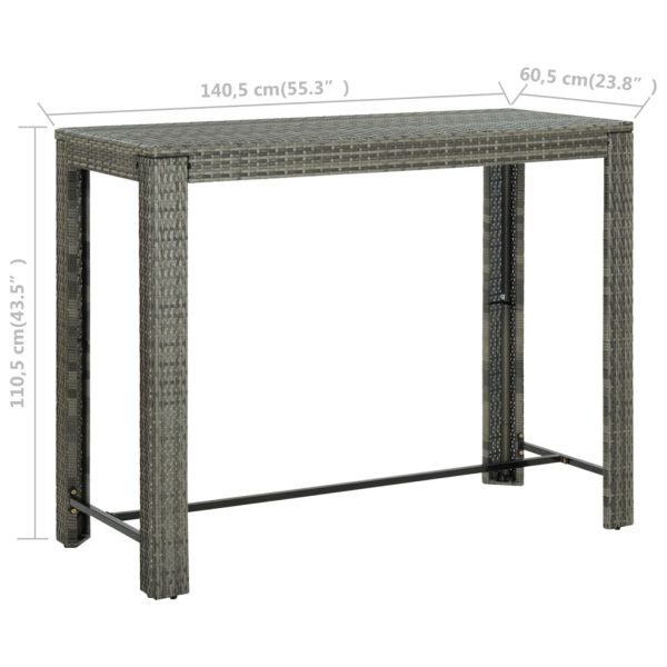 Tavolo Bar Da Giardino Grigio 140,5x60,5x110,5 Cm In Polyrattan - Image 6