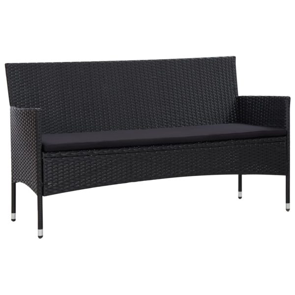 Set Divani Da Giardino 4 Pz Con Cuscini In Polyrattan Nero - Image 2