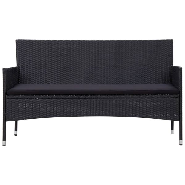 Set Divani Da Giardino 4 Pz Con Cuscini In Polyrattan Nero - Image 3