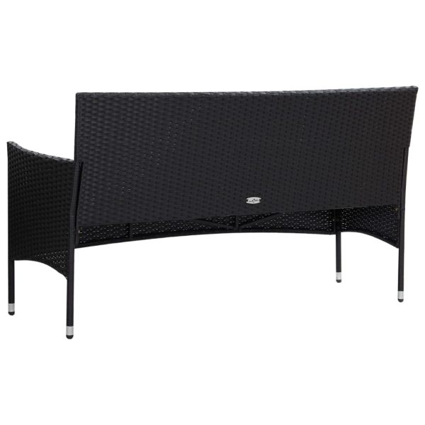 Set Divani Da Giardino 4 Pz Con Cuscini In Polyrattan Nero - Image 4