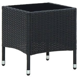 Tavolo Da Giardino Nero 40x40x45 Cm In Polyrattan