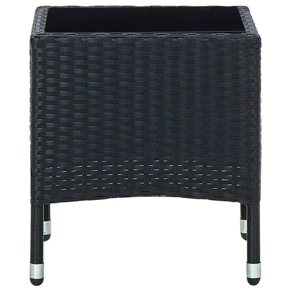 Tavolo Da Giardino Nero 40x40x45 Cm In Polyrattan - Image 3