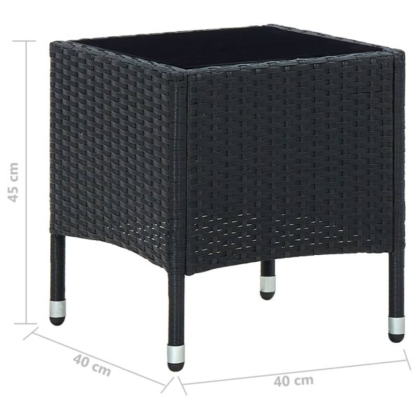 Tavolo Da Giardino Nero 40x40x45 Cm In Polyrattan - Image 5