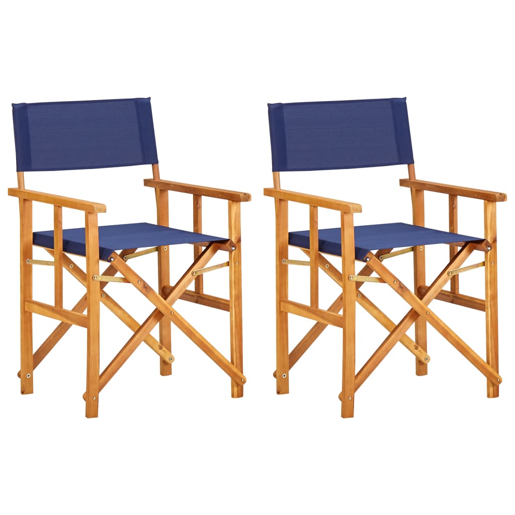 Sedie Da Regista 2 Pz In Legno Massello Di Acacia Blu