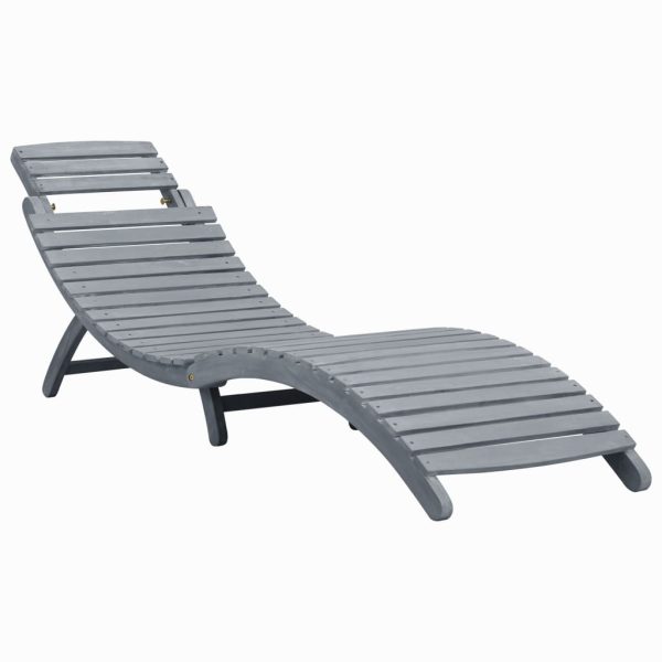 Lettino Prendisole In Legno Massello Acacia Grigio Slavato