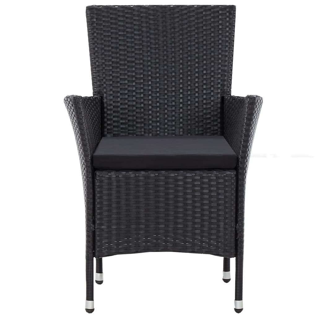 Set Da Pranzo Da Giardino 5 Pz In Polyrattan Nero - Image 4