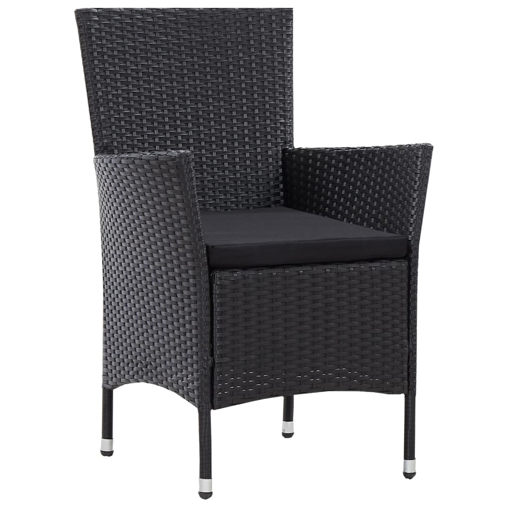 Set Da Pranzo Da Giardino 5 Pz In Polyrattan Nero - Image 5