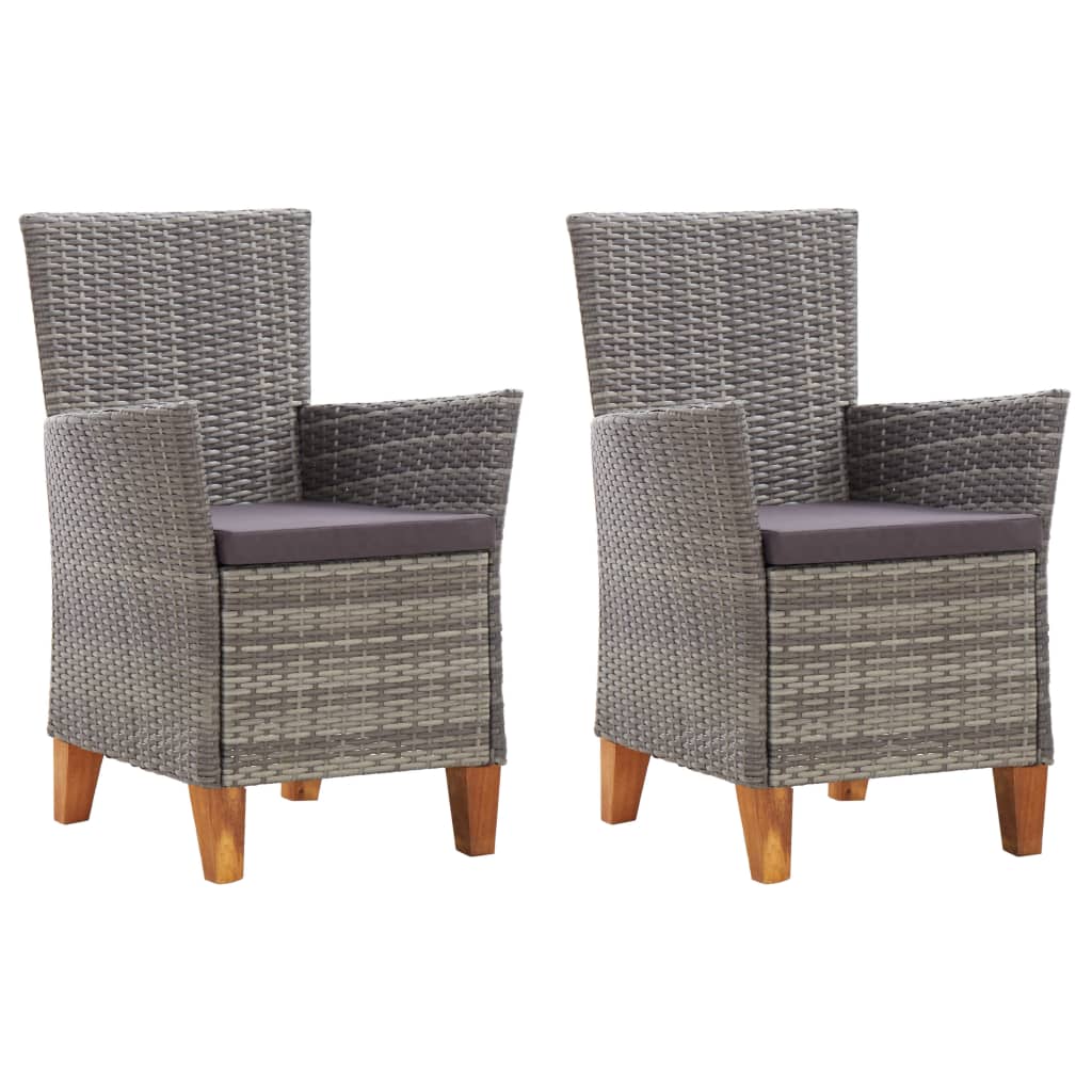 Sedie Da Giardino 2 Pz Con Cuscini In Polyrattan Grigio
