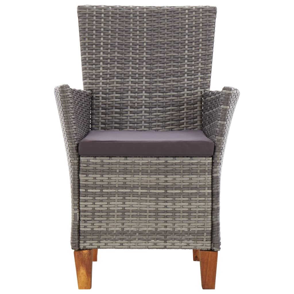 Sedie Da Giardino 2 Pz Con Cuscini In Polyrattan Grigio - Image 3