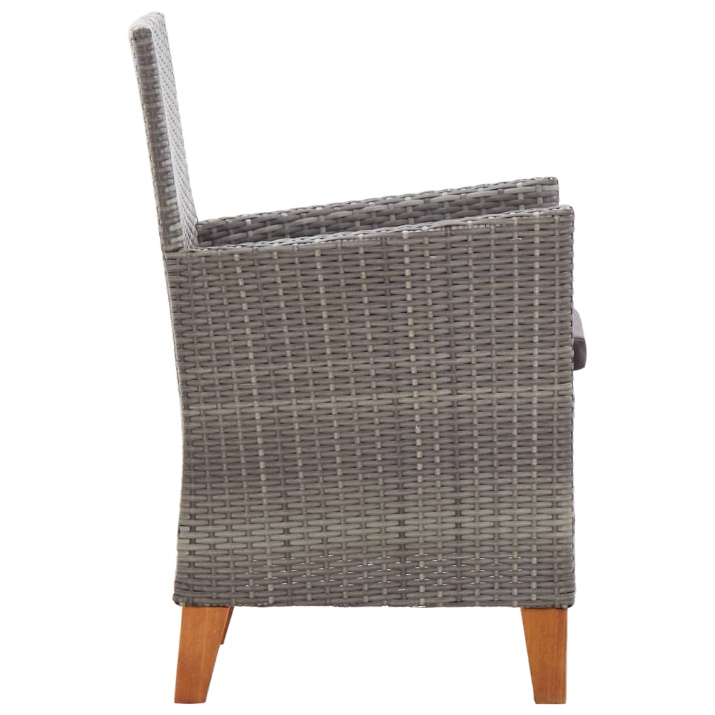 Sedie Da Giardino 2 Pz Con Cuscini In Polyrattan Grigio - Image 4