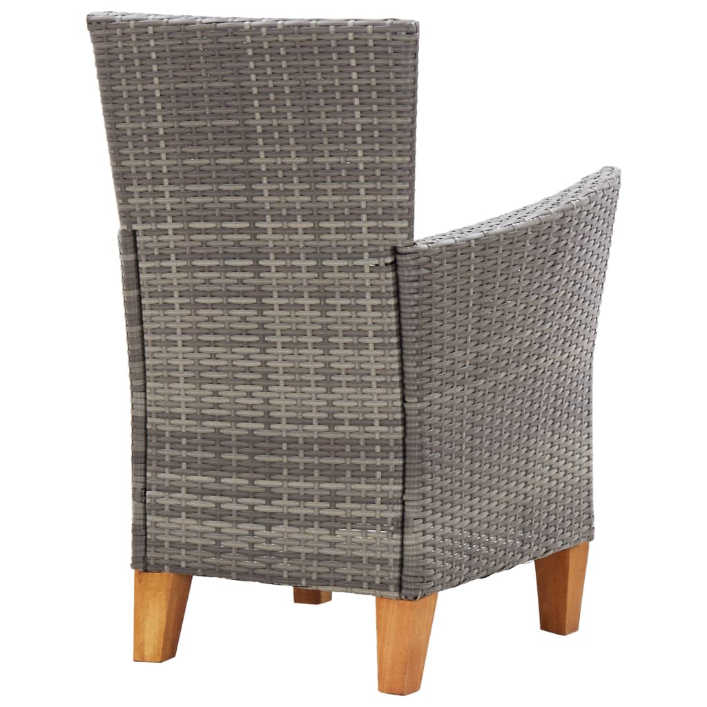 Sedie Da Giardino 2 Pz Con Cuscini In Polyrattan Grigio - Image 5