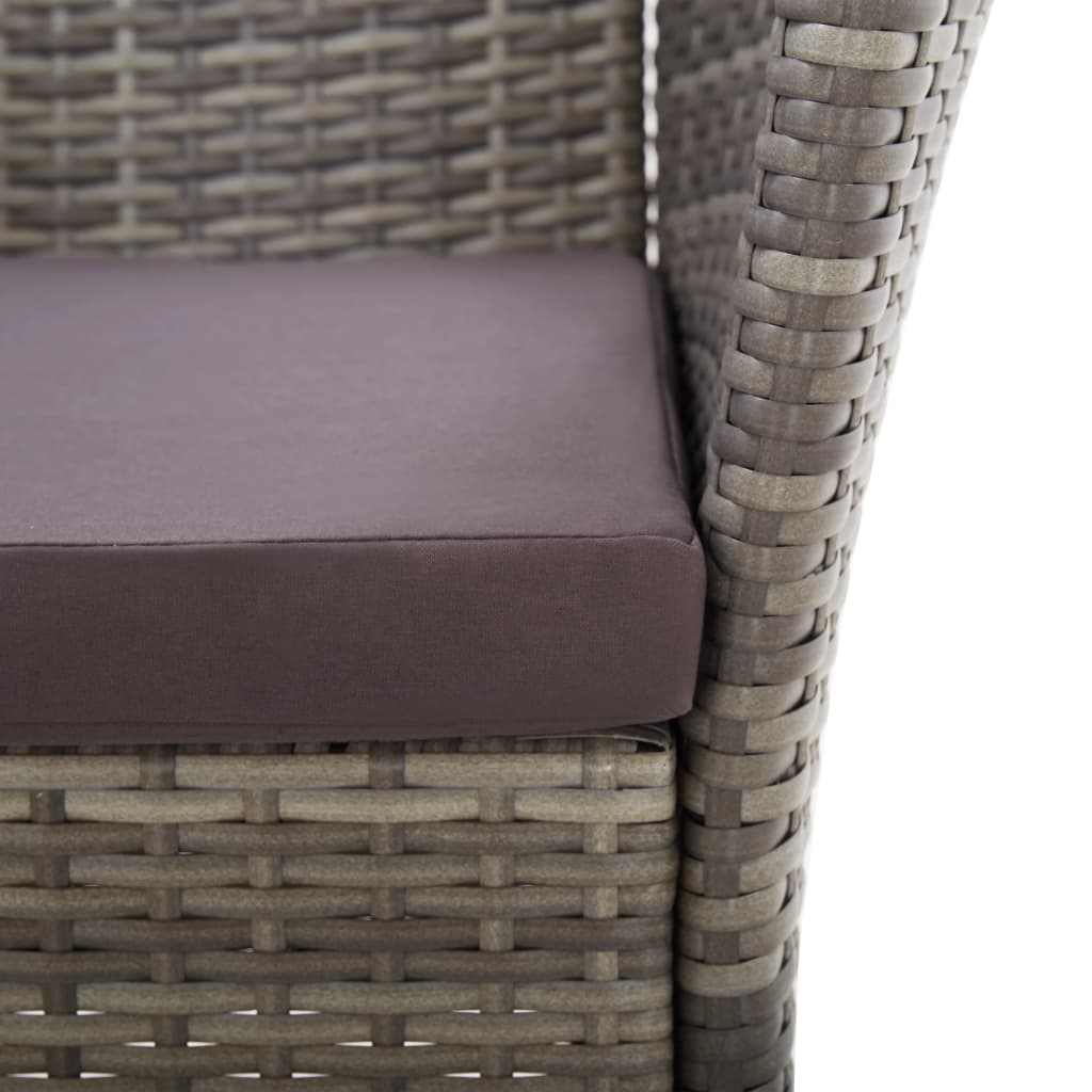 Sedie Da Giardino 2 Pz Con Cuscini In Polyrattan Grigio - Image 6